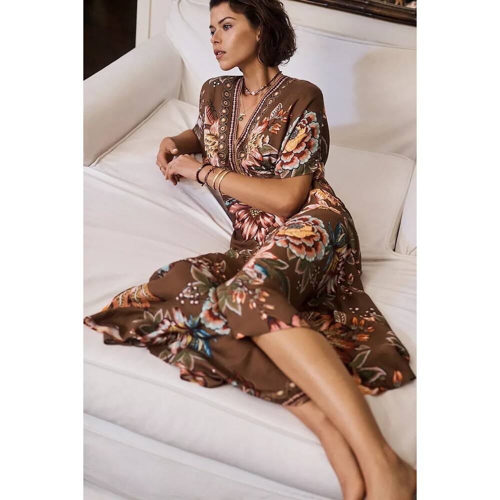 FARM Rio Brown Floral Maxi Dress - Picture 4 of 14